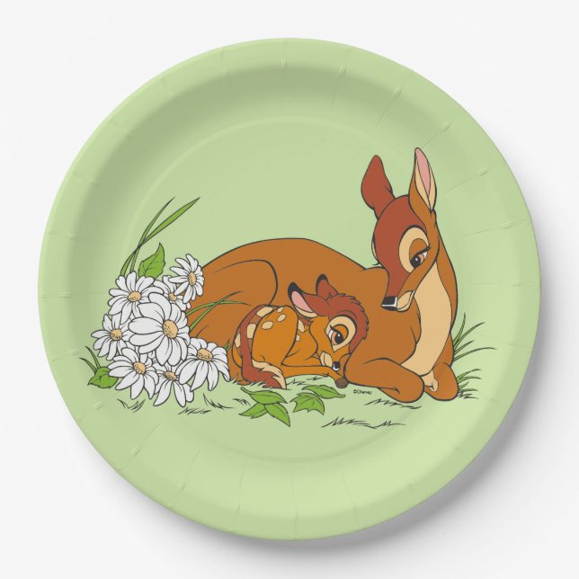 Assiettes En Carton Bambi Se Repose Avec Sa Mère (Devant)