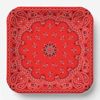 Assiettes En Carton Bandana blanc et rouge 2