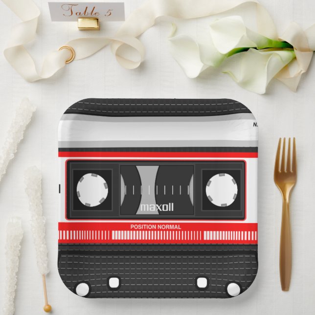 Assiettes En Carton Bande Cassette (Mariage)