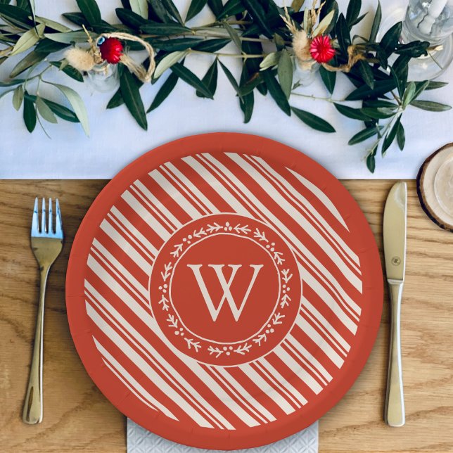 Assiettes En Carton Bande de Sucre de canne monographique (Créateur téléchargé)