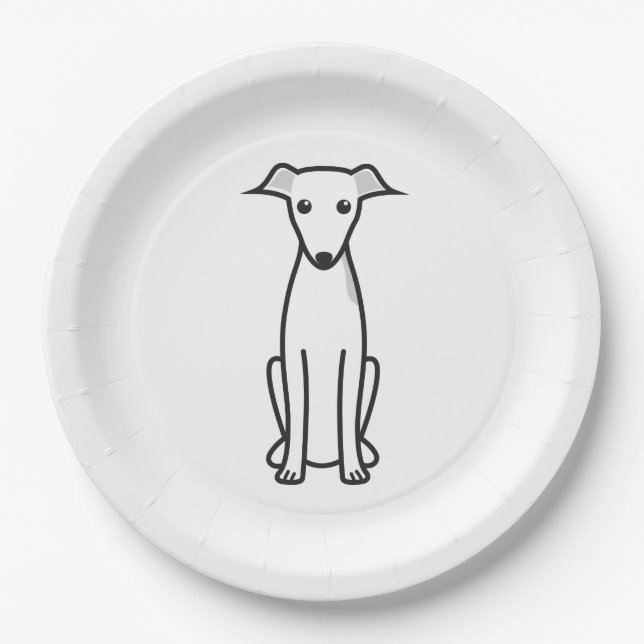 Assiettes En Carton Bande dessinée de chien de lévrier italien (Devant)