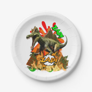 Assiettes En Carton Bande dessinée de Dinosaur volcan zap préhistori