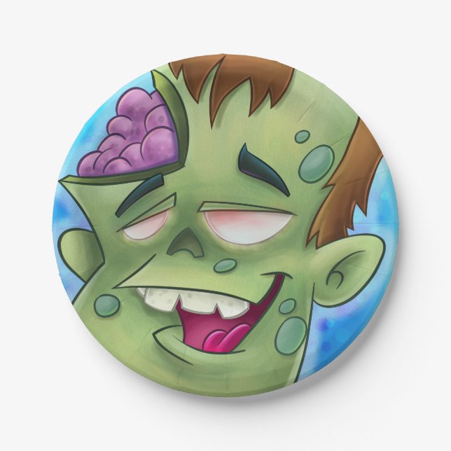 Assiettes En Carton bande dessinée de plaque à papier de zombi (Devant)