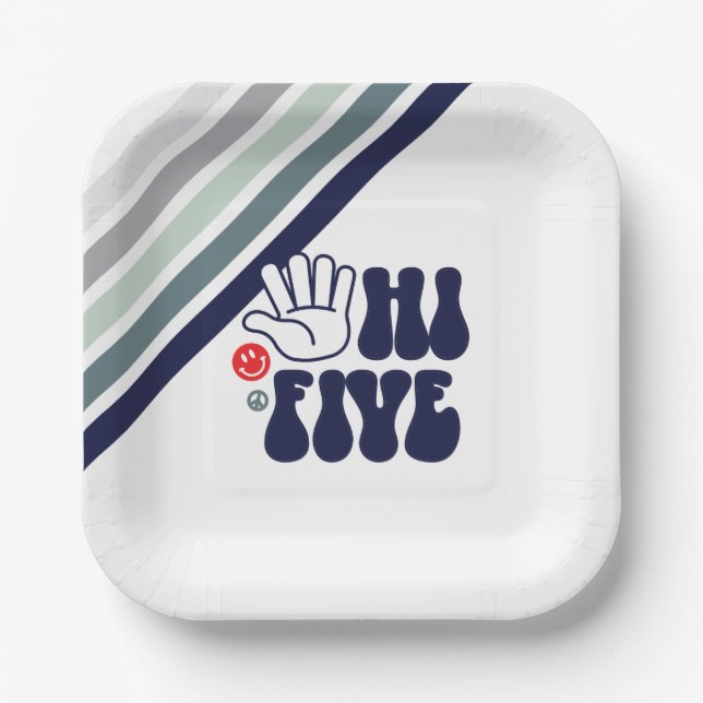 Assiettes En Carton Bande rétro HI 5 (Recto)