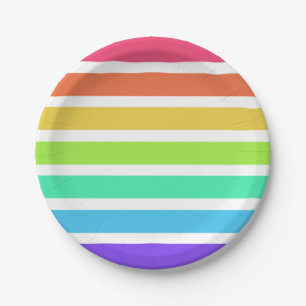 Assiettes En Carton Bandes arc-en-ciel lumineuses