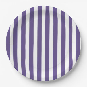 Assiettes En Carton Bandes de bonbons ultra violettes et blanches
