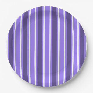 Assiettes En Carton Bandes de bonbons violettes et blanches