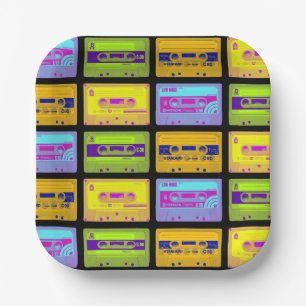 Assiettes En Carton Bandes de cassettes Pop Art Retro 80s