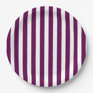 Assiettes En Carton Bandes de prunes et de bonbons blancs