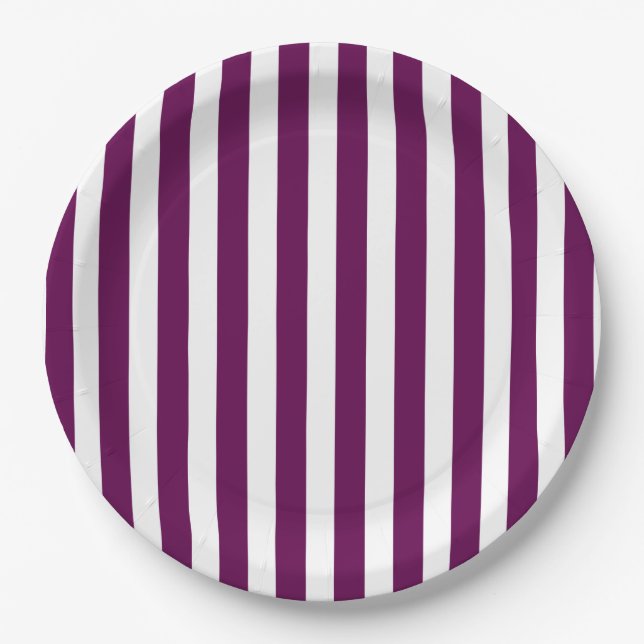 Assiettes En Carton Bandes de prunes et de bonbons blancs (Devant)