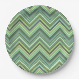 Assiettes En Carton Bandes de zigzag vert olive