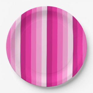 Assiettes En Carton Bandes d'ombre rose chaud
