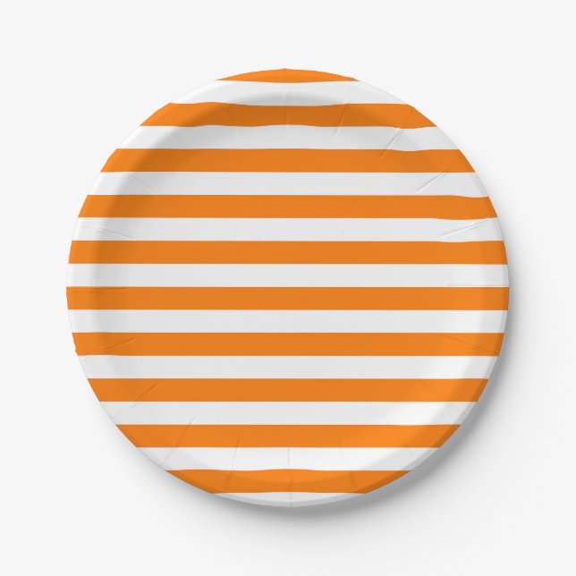 Assiettes En Carton Bandes orange et blanches de sécurité (Devant)