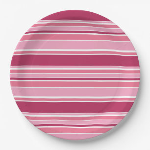 Assiettes En Carton Bandes roses