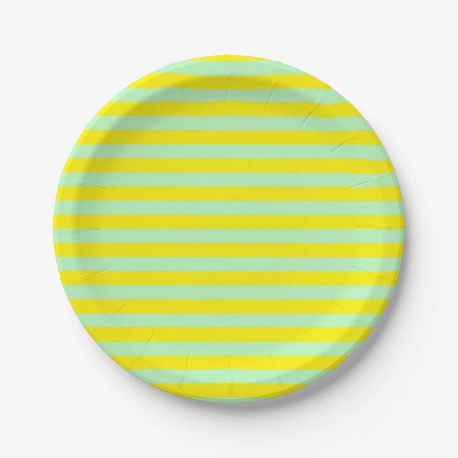 Assiettes En Carton Bandes vertes et jaunes douces (Devant)