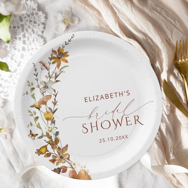 Assiettes En Carton Baño de mariage floral bohème rustique (Créateur téléchargé)