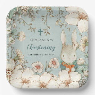 Assiettes En Carton Baptême Baptême de Beurre mignon Nom Poudre Bleu P