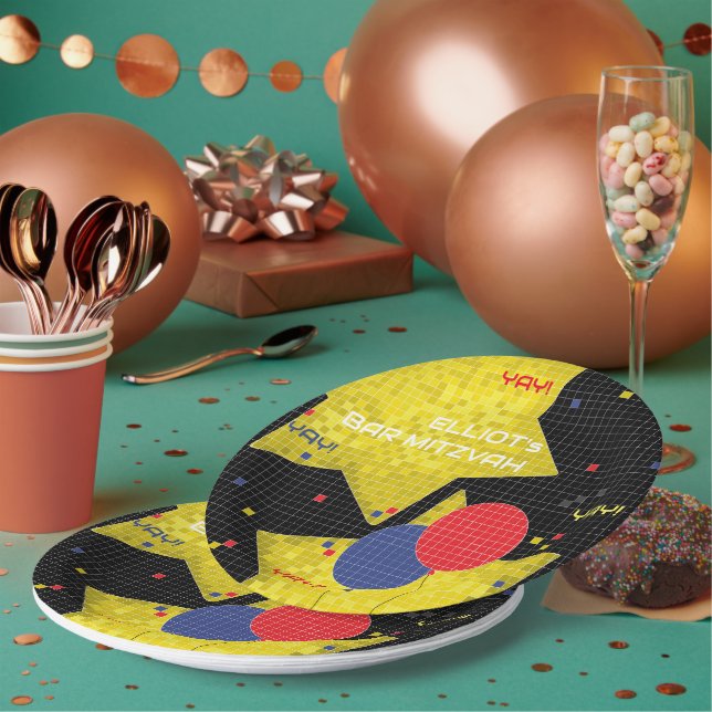 Assiettes En Carton Bar ou Bat mitzvah JEU SUR 2 (Multi)