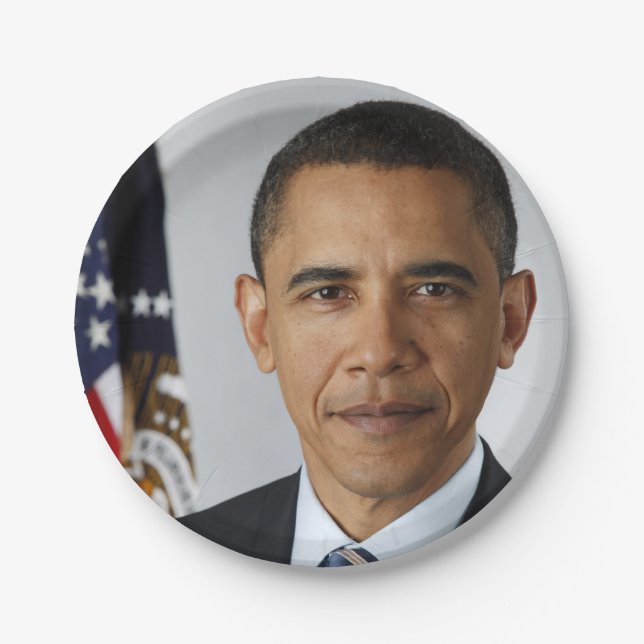 Assiettes En Carton Barack Obama Président américain Portrait de la Ma (Devant)