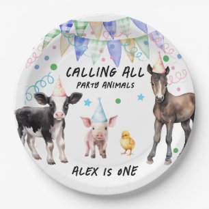 Assiettes En Carton Barnyard Farm Animaux 1er anniversaire