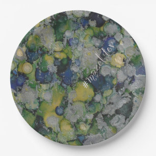 Assiettes En Carton Barre BM ou plaque Bat mitzvah Bleu Argent