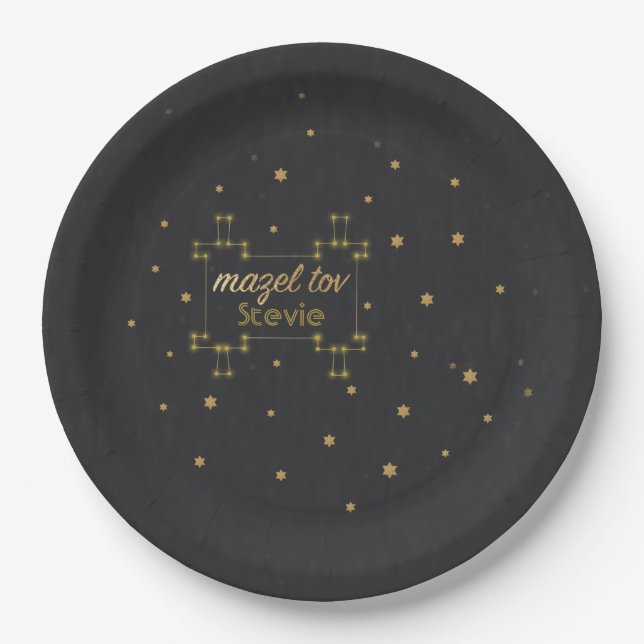 Assiettes En Carton Barre ou Bat mitzvah Torah Constellation Plaque en (Devant)