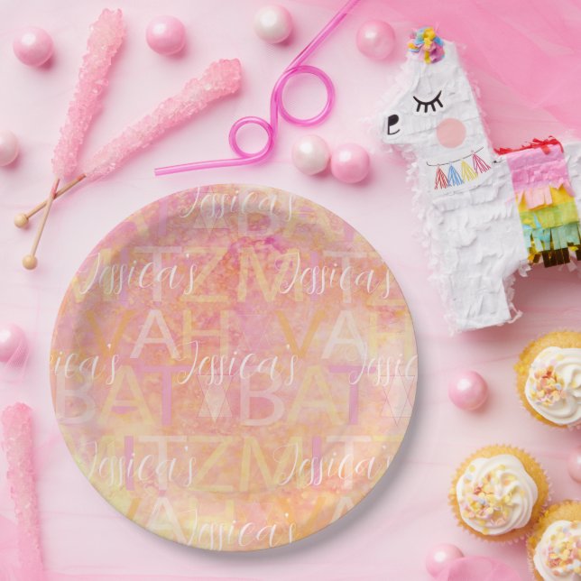 Assiettes En Carton Barre ou plaque papier Bat mitzvah Simplement subt (Fête)