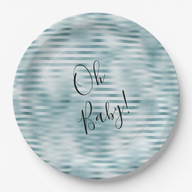 Assiettes En Carton Barres de verre bleu Aqua (Devant)