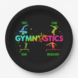 Assiettes En Carton Barres Poutre Saut au sol Gymnastique Féminine