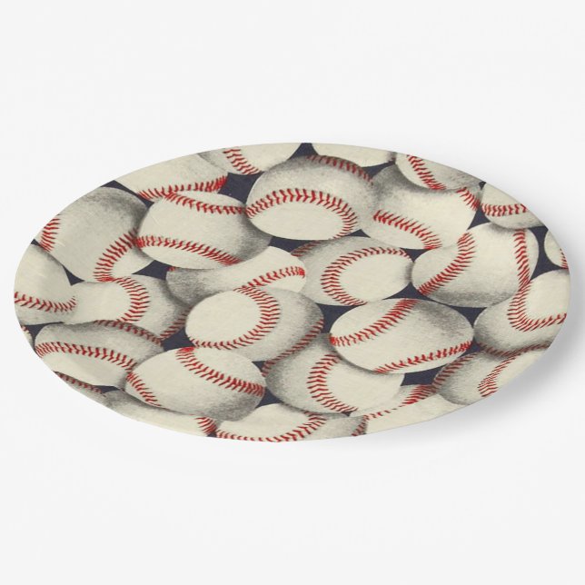 Assiettes En Carton Baseballs En Masse (Angle)