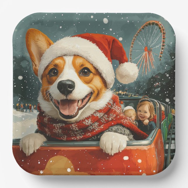 Assiettes En Carton Basenji Dog Roller Dessous de verre Noël (Recto)
