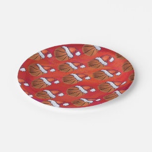 Assiettes En Carton Basket-ball en Motif de Santa Hat