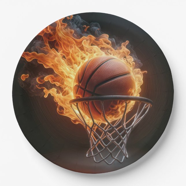Assiettes En Carton Basket flamboyant dans le cerceau (Devant)