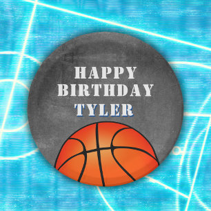 Assiettes En Carton Basketball Ball Chalkboard Photo Anniversaire