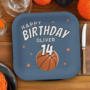 Assiettes En Carton Basketball Ball Sports Bonne fête d'anniversaire