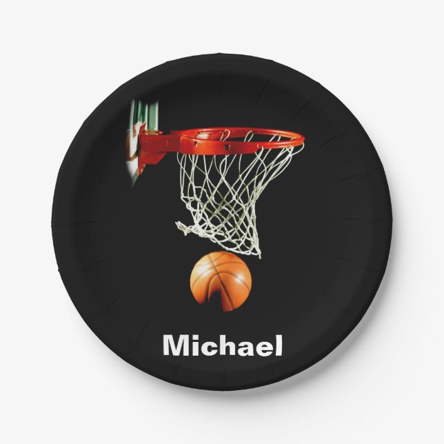 Assiettes En Carton Basketball Remplacez par votre nom (Devant)