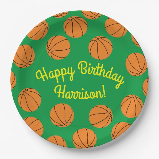 Assiettes En Carton Basketball Sports Anniversaire (Devant)