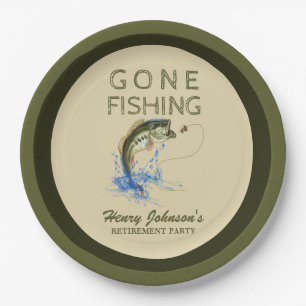Assiettes En Carton Bass Gone Fishing Retraite Plaques papier