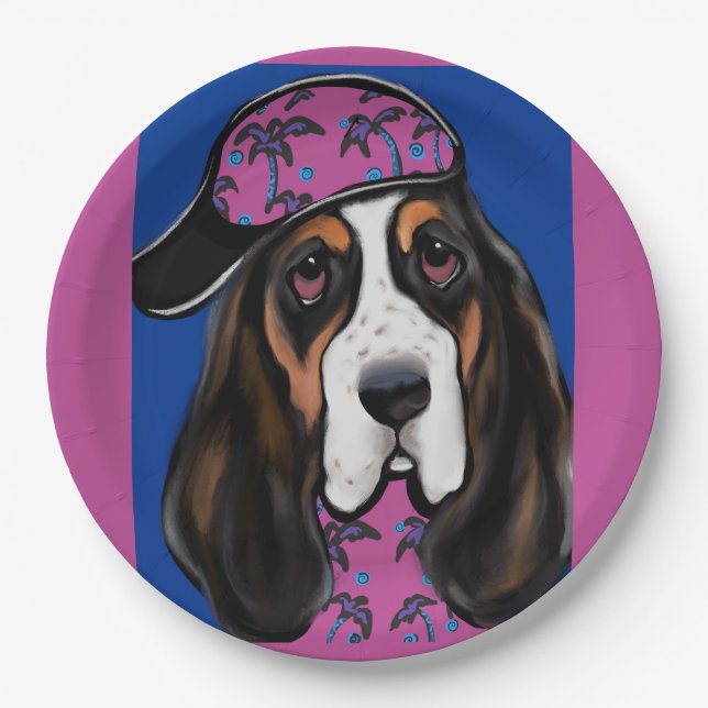 Assiettes En Carton Basset Hound (Devant)