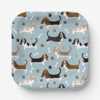 Basset Hound Dog Bones et Plaques de papier
