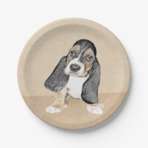 Assiettes En Carton Basset Hound Peinture Chiot - Art Chien original