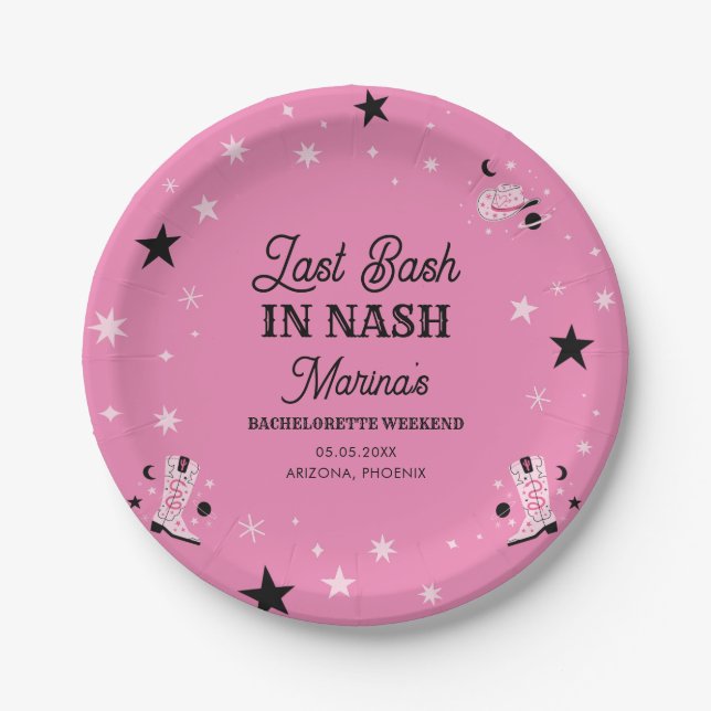 Assiettes En Carton Bassin rose Dernier à Nash Nashville Bachelorette (Devant)
