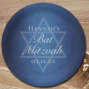 Assiettes En Carton Bat mitzvah moderne Blue Star de David Custom Part