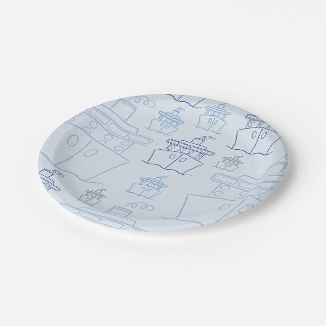Assiettes En Carton Bateau de croisière (Angle)