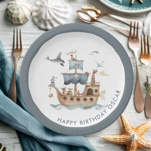 Assiettes En Carton Bateau pirate avec Animaux Fête des enfants