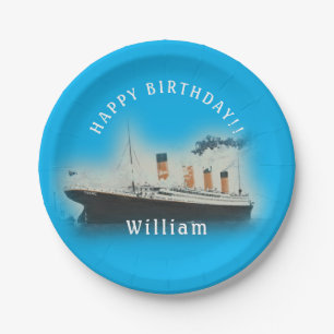 Assiettes En Carton Bateau Titanic Blue Birthday White Star Line
