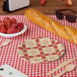 Assiettes En Carton Batik Kawung, Motif indonésien, javanais, ethnique
