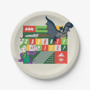 Assiettes En Carton Batman contre Joker "Naughty or Nice"