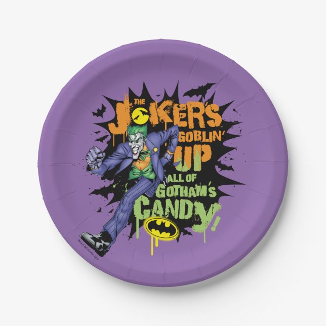 Assiettes En Carton Batman | Joker's Goblin' Up All of Gotham's Candy (Devant)