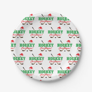 Assiettes En Carton Bâtons de hockey de Noël de hockey Santa Hat